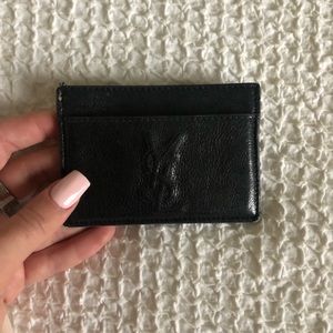 Black leather card holder